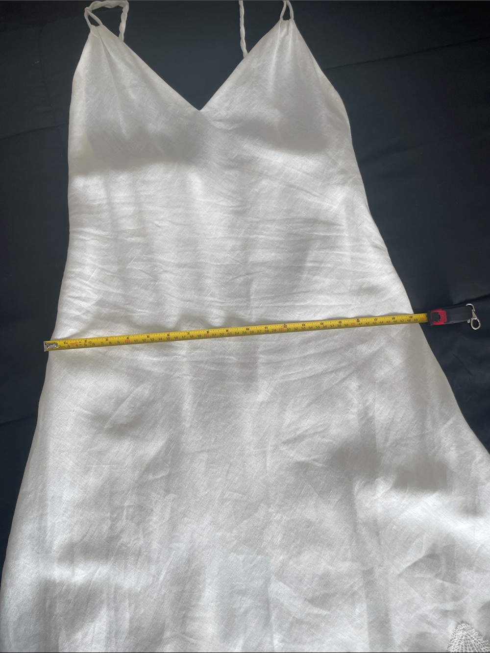 Zara Ivory Maxi Slip Dress with Lace Trim 100% Linen - Picture 7 of 8